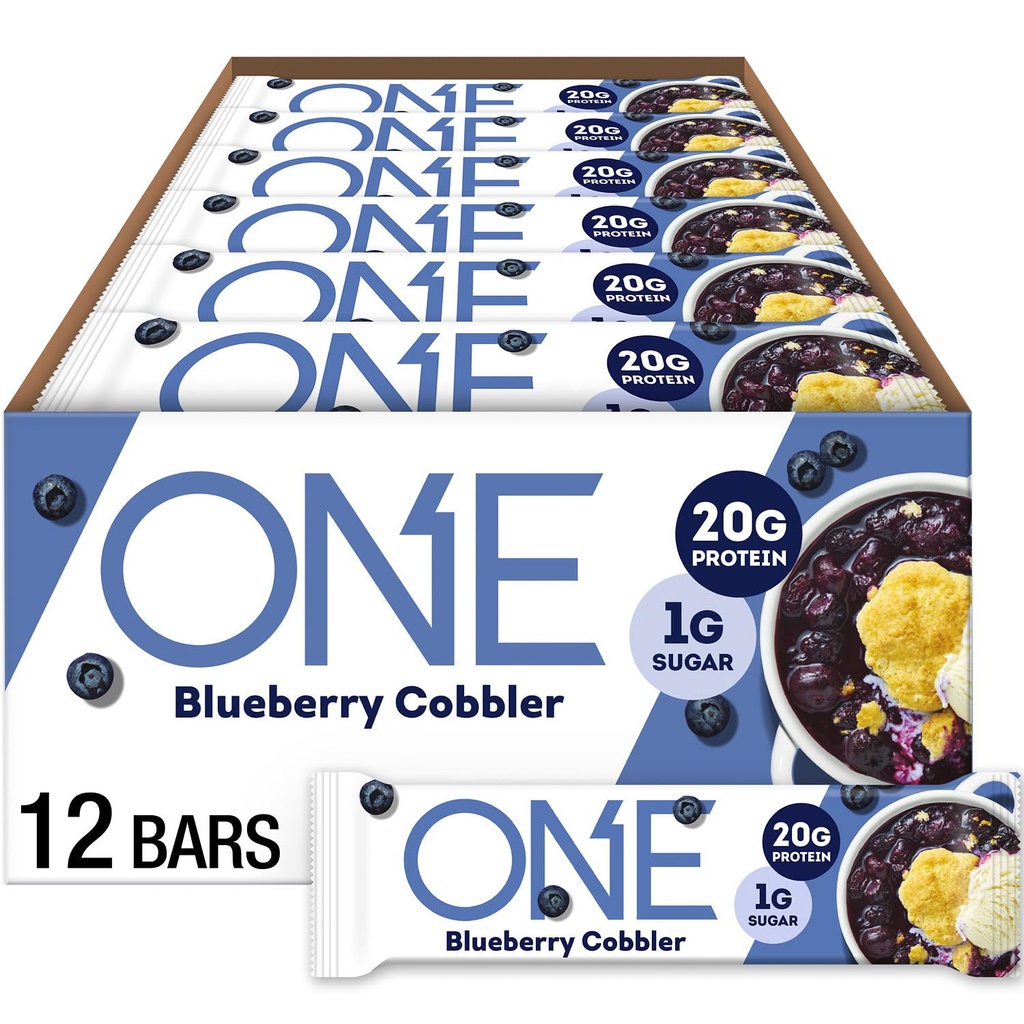 Satu Protein Bars, Blueberry Cobbler, Gluten Free dengan 20g Protein dan 1g Sugar, staples Pantry, 2.12 oz (12 Count)