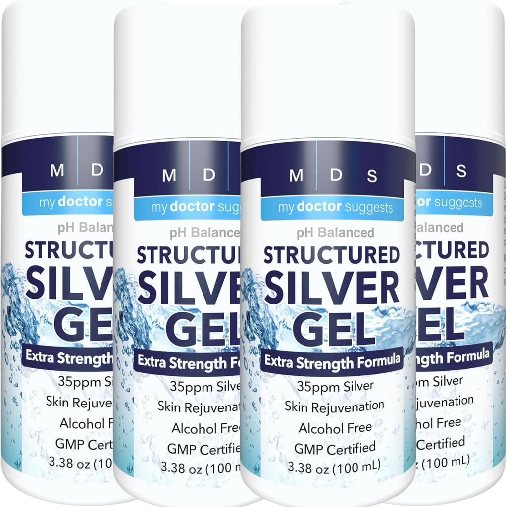 Colloidal Silver Gel Extract Energy - 35pphm Activated Colloidal Silver Gel for Maximum Potency - Made in USA - Strucled Formula in a Convenient 4 Pack