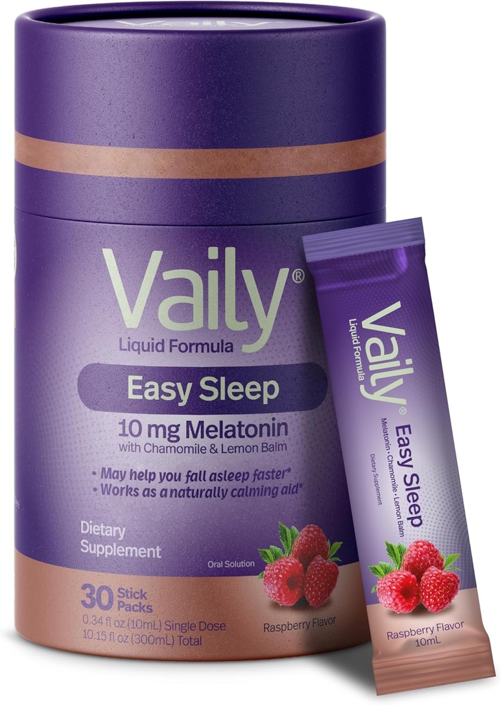 Vaily Liquid Melatonin 10mg, Lemon Balm Extract Imprected Slept Cycles - Raspberry Flavared Sleep Suplemen, Sleep Aid Liquid for Dewasa - Chamomile Extract Natural Sleep & Relaxation Aid