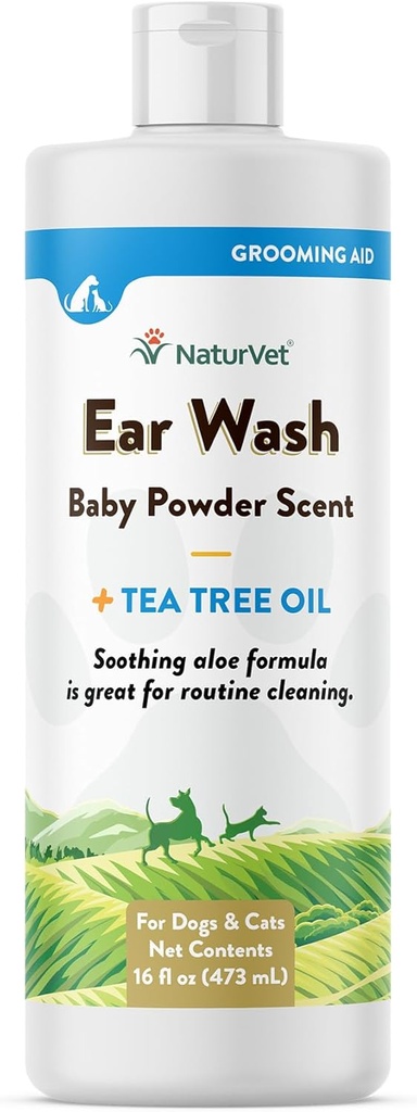 PT Eet Ear Wash Liquid Suplement for Dogs & Cats - Pet Health Supplement Cleans, Cat Ear Canals - Includes Aloe, Tea Tree Oil - Membantu Menghapus Ear Pet Wax, Dirt, Debris - 16 Oz.