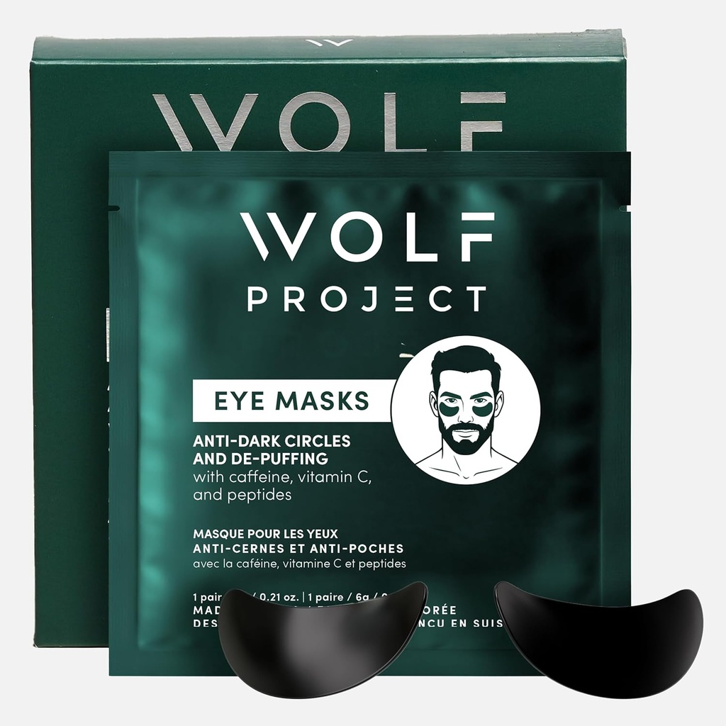 Wolf Project Under Eye Patches (5 pasang) For Dark Circles, Puffy Eyes, and Wrinkles - with Caffeine, Vitamin C and Peptides. Under Eye Masks Reduce Lelah Eyes And Under Eye Bags