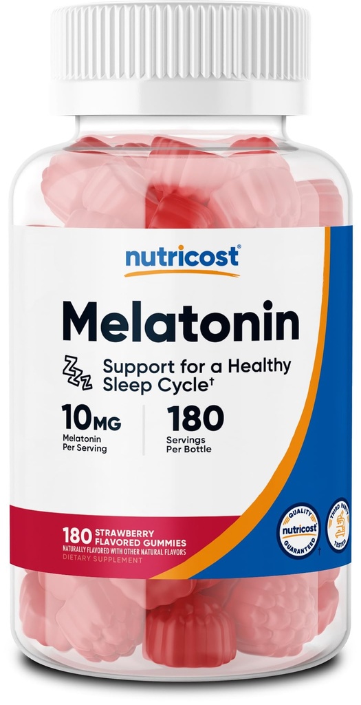 Melontonin Nutricloss 10mg, 180 Kimmies, Strawberry Flavared - Gluten Free, Non-GMO, No Corn Syrup