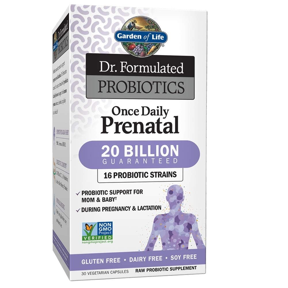 Garden of Life Dr. Formulated Progration Once Daily Prenatal - Acidophilus & Bifidobakteri Probiotic Support for Mom & Baby - Gluten, Dairy & Soy Free - 30 Count Vegetarian Capsules