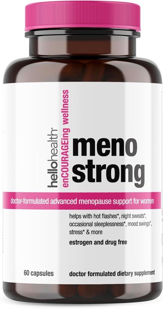 Suplemen Menopause bagi Perempuan - Meno Perimenopause yang Kuat Tambahan untuk Pemulihan Sweets Malam, Sleeplessness, Mood Swings, Natural Hormone Keseimbangan, Stress, Hot Flashes Menopause Relief - 60 Capsules