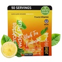 Electrolytes powder Plus (50 pelayan) Black Tea Lemonade Electrolite Powder Zero Calorie Keto, 0 Sugar, No Maltodextrin, 1000mg Potasium, 120 mg Calcium, 120mg Magnesium, Hidration Popper