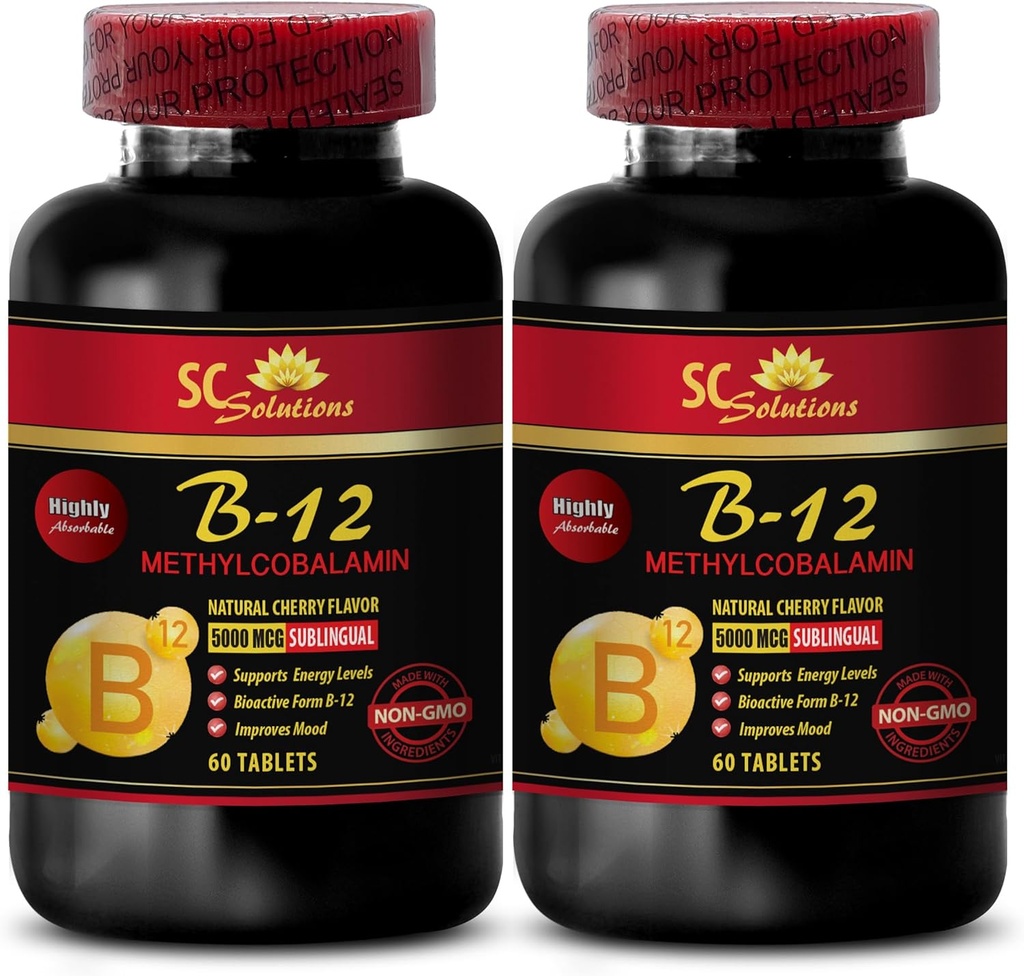 methycobalamin organik - METHYLCOBALASIN VITAMIN B-12 5000 - ketahanan nutrisi olahraga & suplemen energi, suplemen kinerja atletik, pil energi, obat penguat otak - 2 Botol 120 Tabel