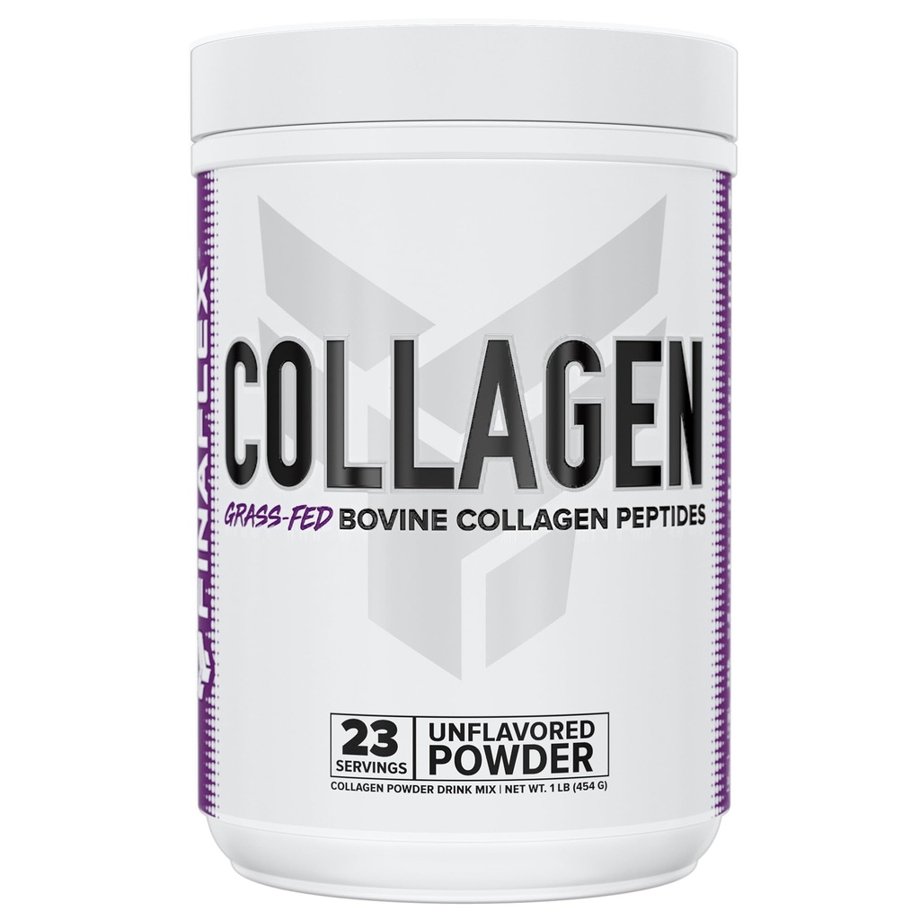 FINAFLEX Pure Collagen, Unflashed - 1 Ib- Support Hair, Skin, Nails & Joints - 19g dari Grass- Fed Bovine Collagen Peptides Per Serving - 23 pelayan