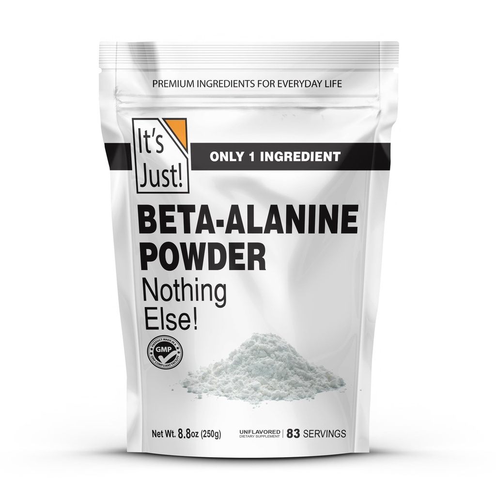 Hanya saja! - Beta- Alanine Powder, Pre-Workout Suplemen, 250g Bulk, Unflashted, 3000mg Per Serving (250g / 83 Serving)