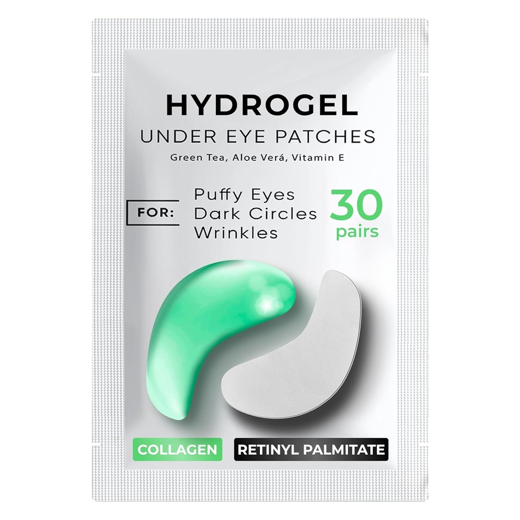 Under Eye Patches for Dark Circles, Puffiness 30 PAIRS - Dark Circles Under Eye Treatment - Under Eye Mask Geel - Under Eye Patches for Puffy Eyes - Green Tea, Collagen Eye Patches - Under Eye Patches - Under Eye Pads