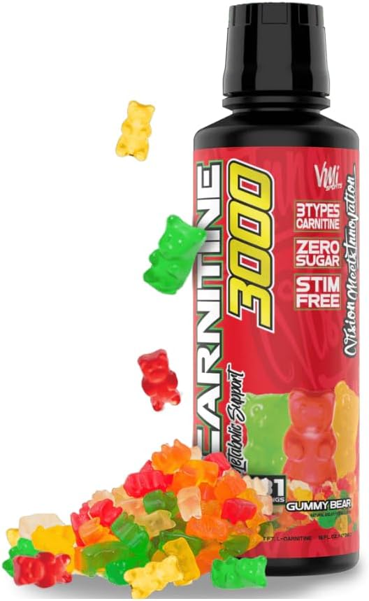 L-Carnitine 3000 Liquid 124; 3000 mg Carnitine Suplemen 124; Zero Calorie Zero Sugar Keto Friendly for Men and Women - Great Tasting 126; 31 Servings (Gummy Bear, 16 fs. oz)