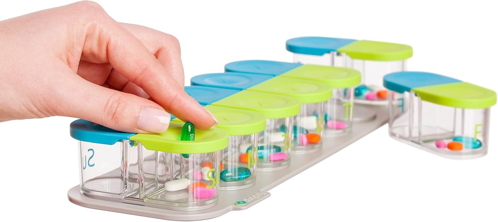 Smart Active Active Box Weekly Pill Organizer- AM / PM Pill Planner dengan Free App dan 7 Pods Dapat Dihapus