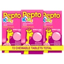 Ppto Kid 's Chewable Tablets for Heartburn, Acid Intervention, Sour Stomach, and Upset Stomach, Bubblegum Flavor, 72 Total (3 Packs 24)