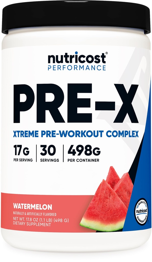 Nuttricost Pre- Workout, Watermelon, 30 Servis, Vegetarian, Non- GMO dan Gluten Free (Pre-X)