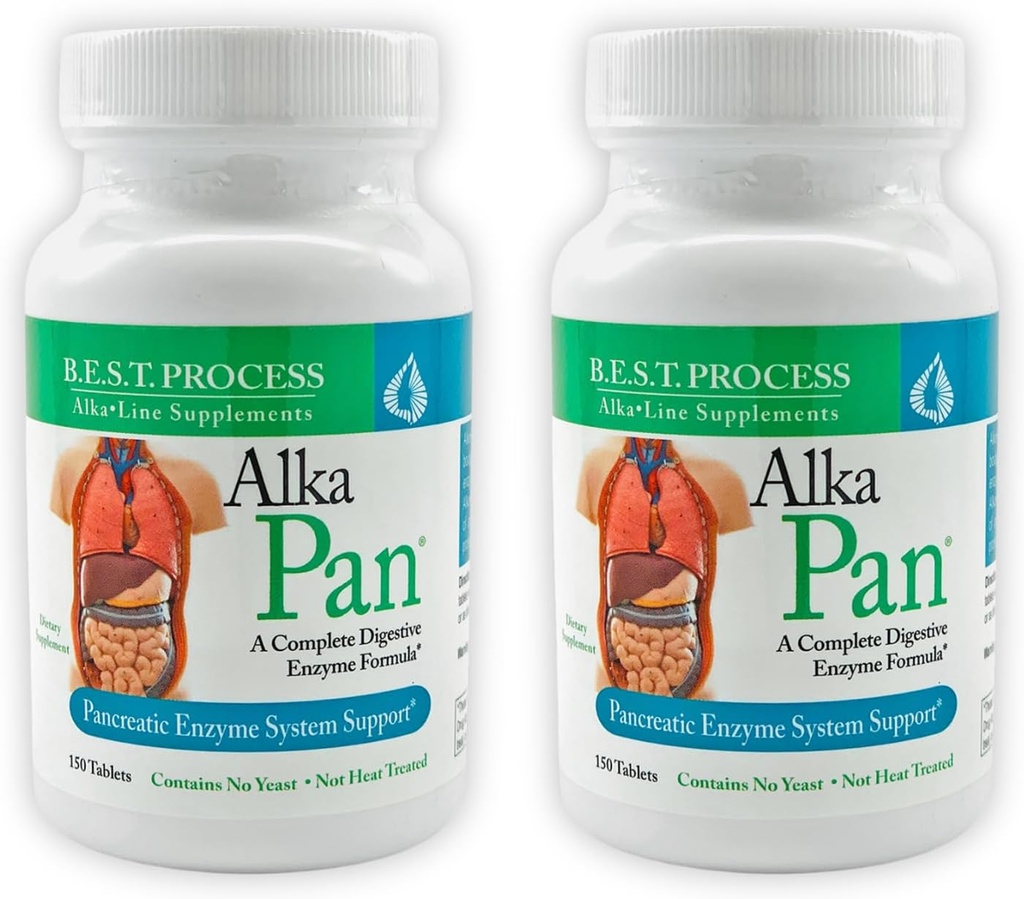 Alka £Pan (2 Pack) Best Process Alkali - Natural Digetical Supplement - Pankreas Enzymes with Antioxidant- Kaya Superfoods & Digetical Herbs