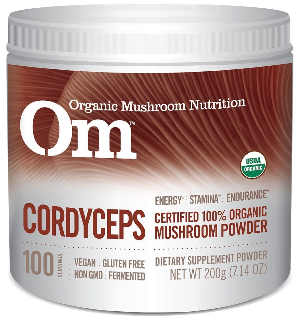 Om Mashroom Superfood Powder Organik, Cordyceps, 100 Pelayan, Energi dan Endurance Dukungan Tambahan, 7.05 Ounce (Paket 1)