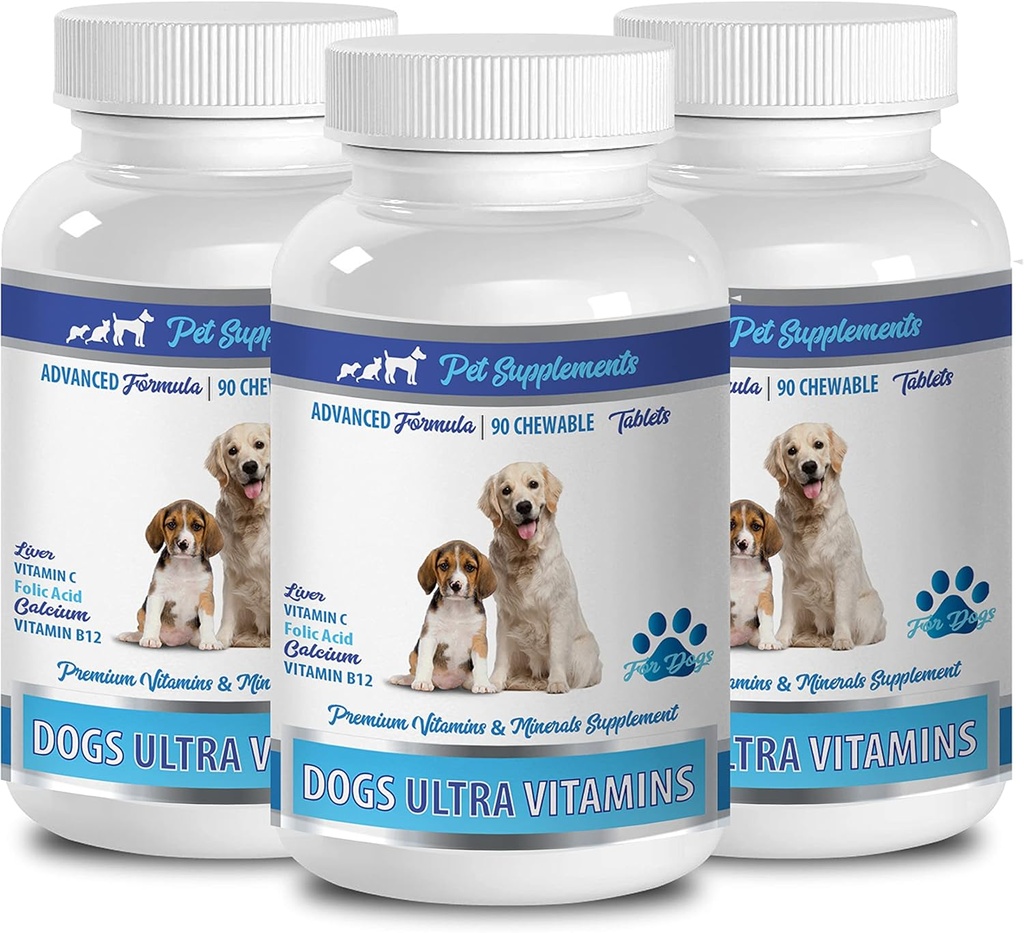 Anjing Vitamin - Ultra Vitamin untuk Anjing - Mengunyah - Formula Kuat - Kompleks Mineral