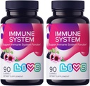 LiVS Immune System Elderberry Gummies for Dewata & Kids 124; Advanced Ammune Supplemen Advanced with Vitamin C, Echinacea, & Propolis 124; Vegan & Gluten Free Gummy Vitamin 124; 200mg Elderberry / Dose -180 Ct