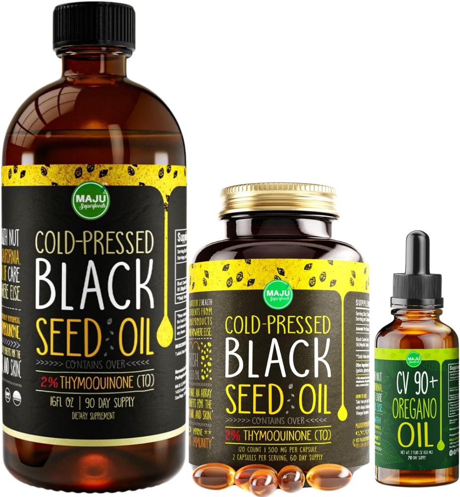 Magu Superfoods Large Black Seed Oil dan Oregano Bundle
