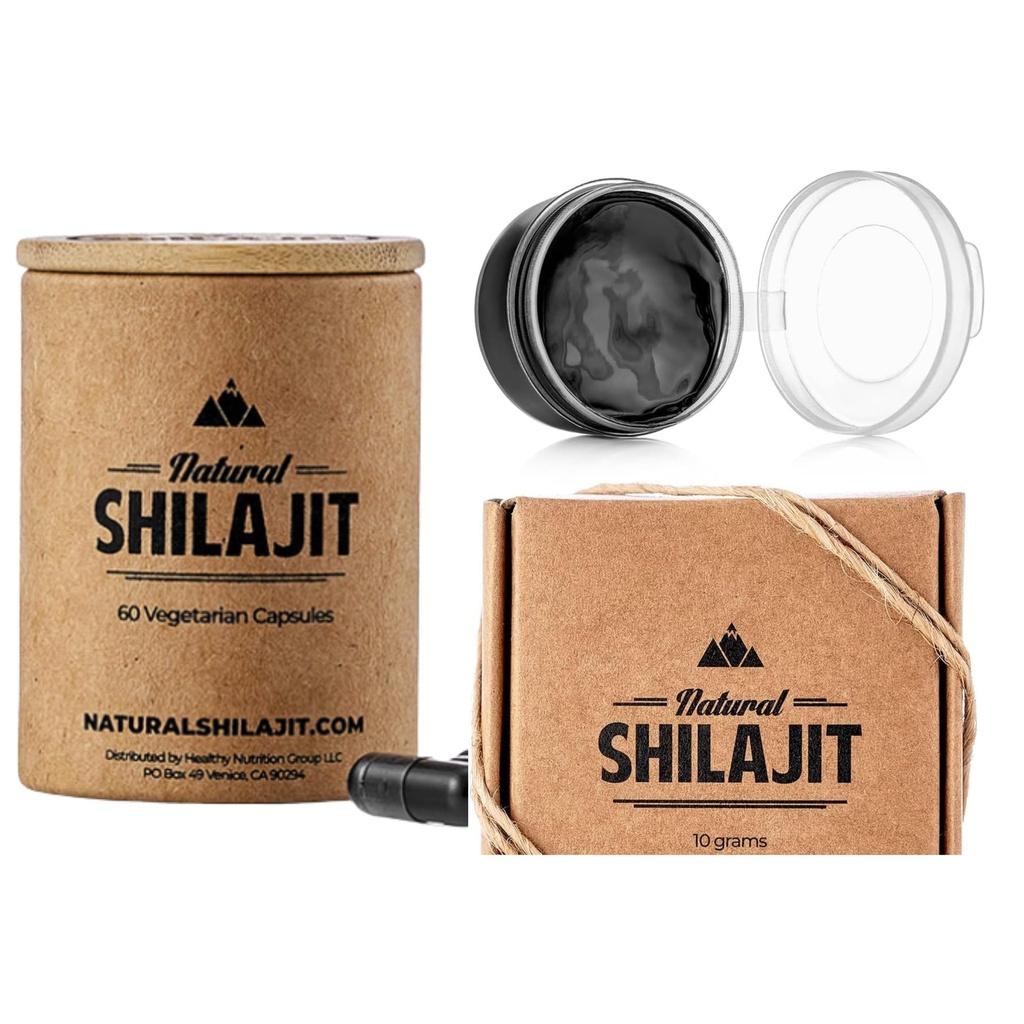 Suplemen Natural Shilajit - 10 Gram Shilajit dengan Fulvic Acid & Trace Minements, Plant Based Nutrients & NATURAL SHILAJIT Capsules (Persediaan 1-2 Bulan) - 60 Count - Tambahan Shilajit