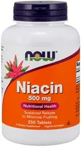 Niasin, 500 mg, Tr 250 Tab oleh Sekarang Foods (Paket 3)