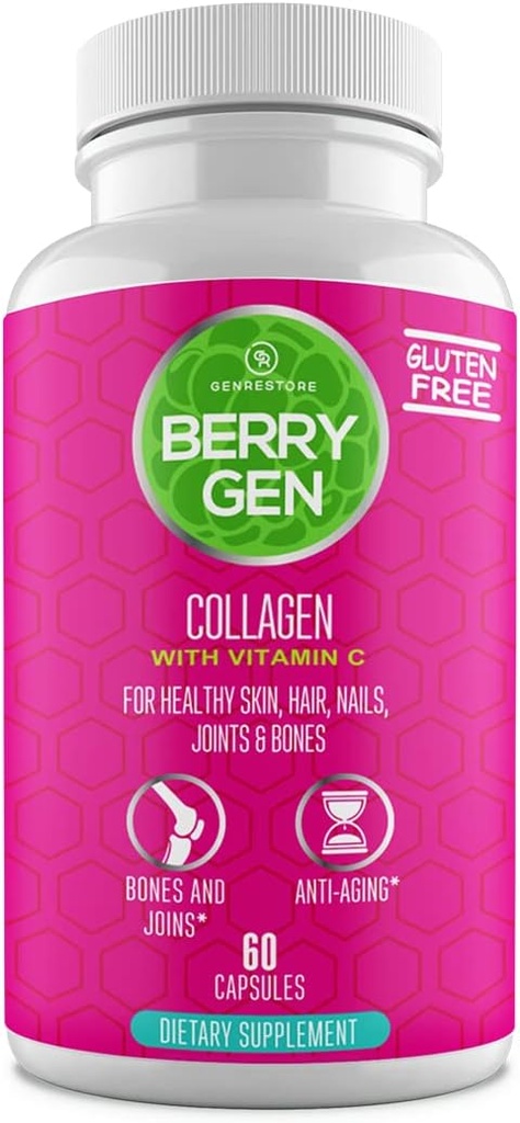 Collagen Peptides Suplement with Vitamin C, Biotin, and Hyaluronic Acid - 60 Capsules - Natural Formula - Support Joints, Hair, Skin, and Nails - Made in The USA