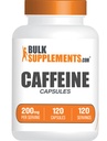 BulkSuplements.com Caffeine 200mg Kapsules - Suplemen Caffeine, Caffeine Pil 200mg - untuk Dukungan Energi, 1 Caffeine Capsule per Serving, 120 Capsules (Paket 1)