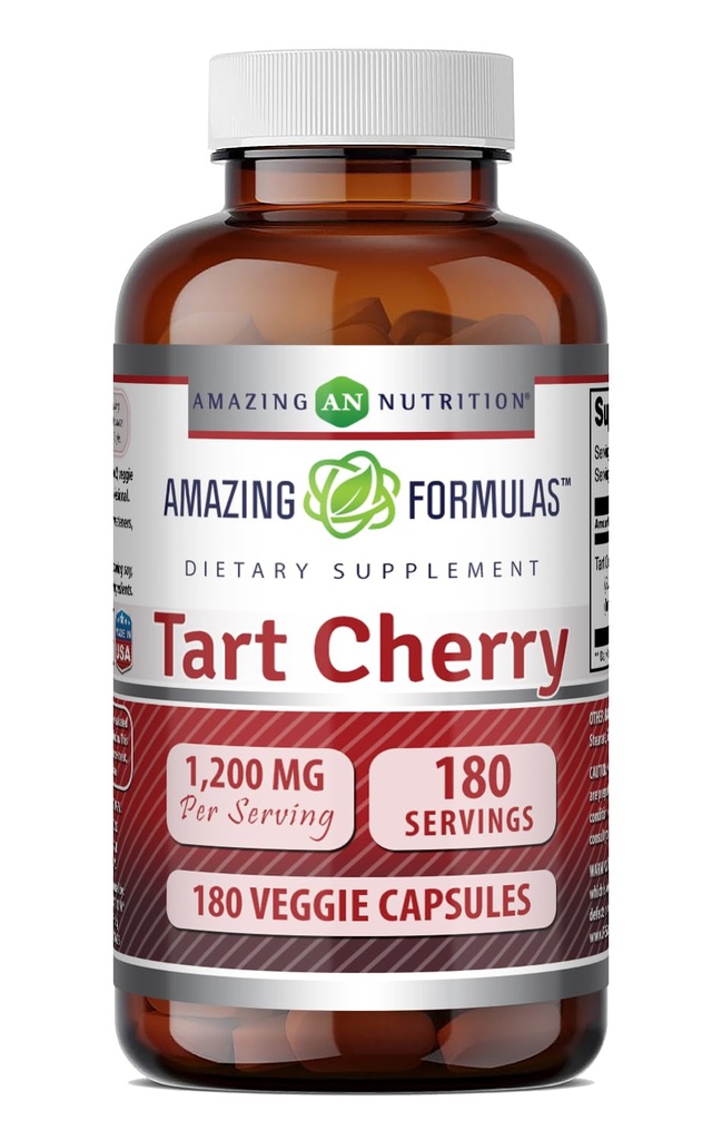 Amazing Formulas Tart Cherry 1200 MgPer Serving 124; 180 Veggie Capsules Supplement Non- GMO 124; Gluten Free 124; Made in USA