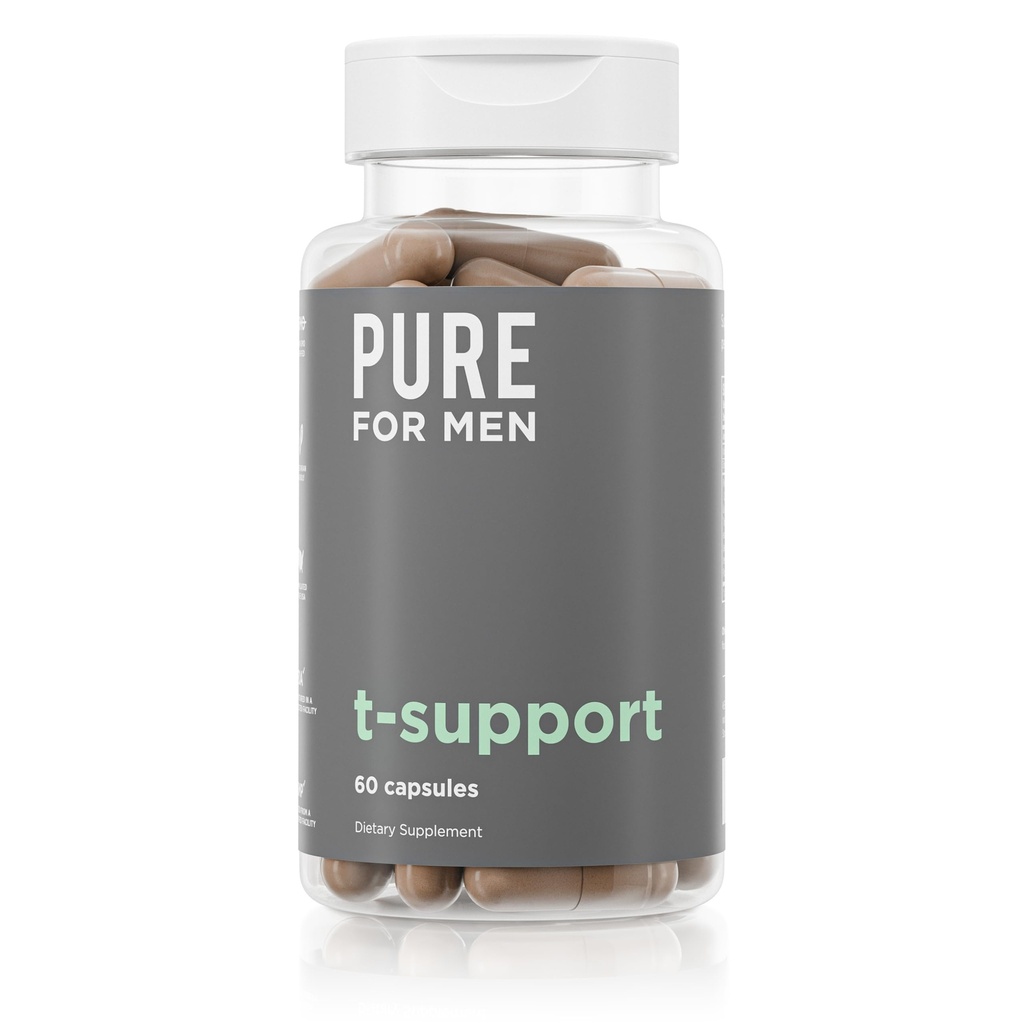 Murni untuk Dukungan Pria T-Dukung Support 124; Vegetarian Dukungan Total untuk Pria dengan Maka, Vitamin D, & Ashwagandha, Muscle Health 124; Endurance, Kekuatan, Fokus, & Dukungan Energi 124; 60 Capsules