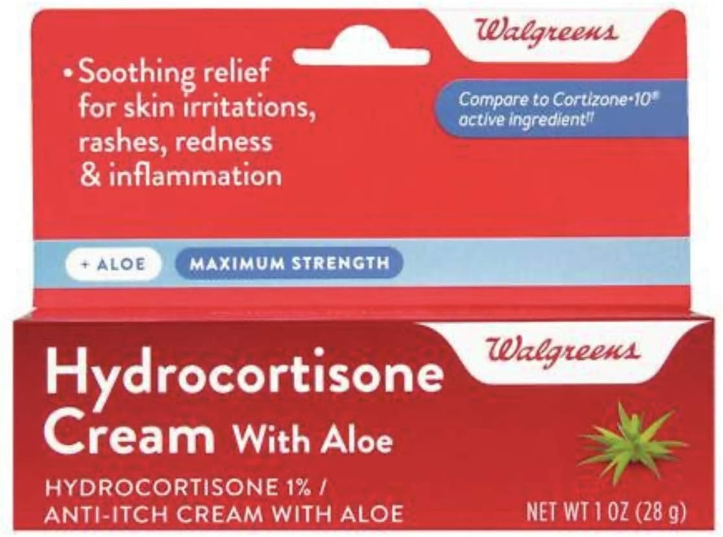 Walgreens Hydrocortisone dengan Aloe Cream 1% Maximun Kekuatan