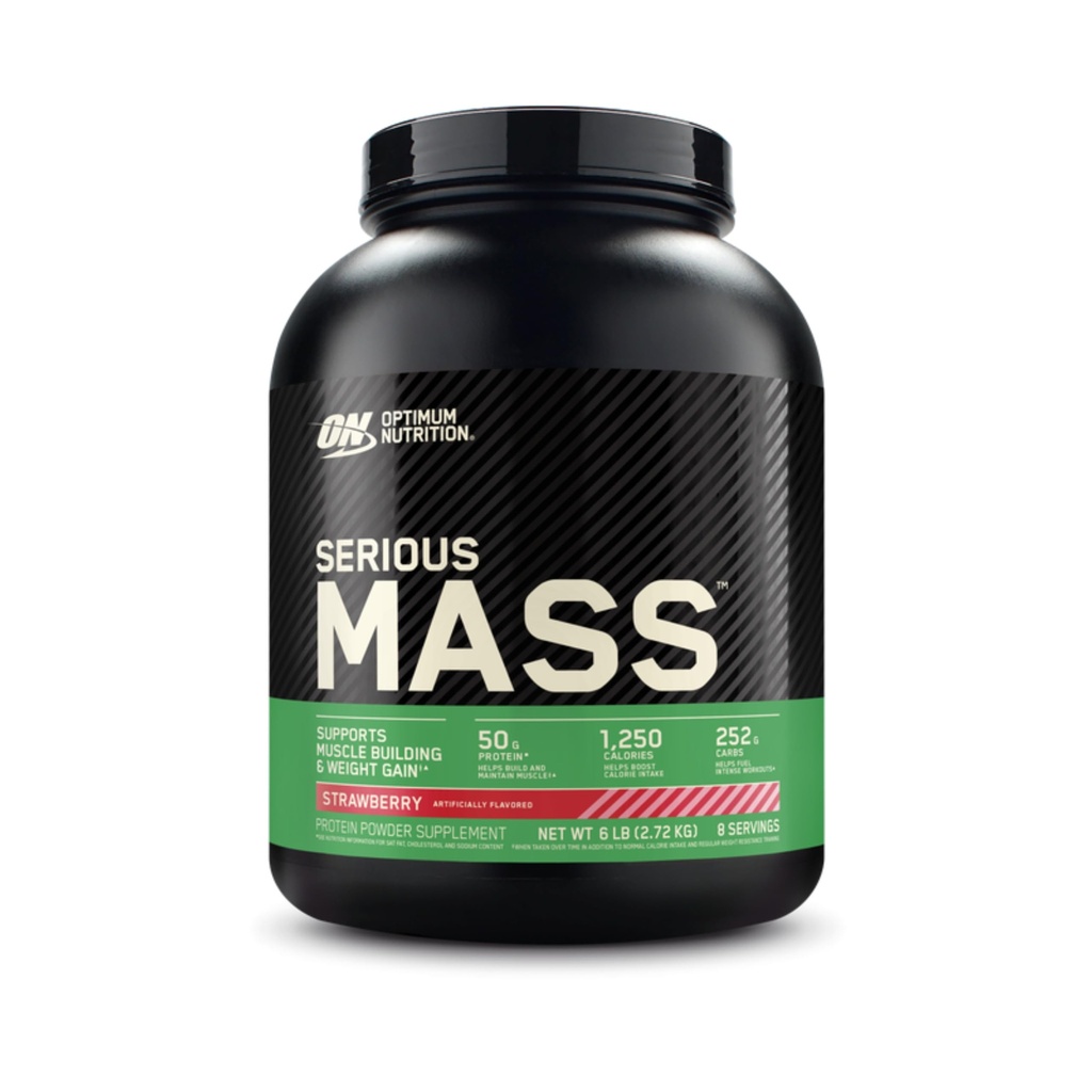 Optimum Nutition Serius Mass, Weight Gainer Protein Powder, Mass Gainer, Vitamin C dan Zinc for Ammune Dukung, Creaktine, Strawberry, 6 Pound (Packaging May Vary)