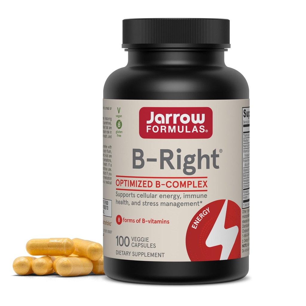 Jarrow Formula BB-100 Veggie Caps - Lower-Odor Vitamin B- Complex Formula - Energy & Metabolism Dukungan - Promodes Otak, Hati & Kardiovaskular Kesehatan - 100 Servis