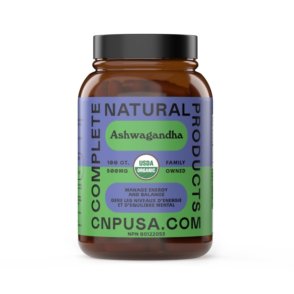 Kapsul Ashwagandha Organik - 100 Capsules 500mg Pure Organic Ashwagandha Suplemen Calming