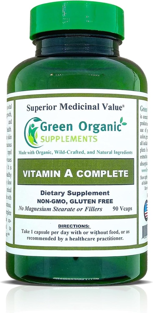 Suplemen Organik Hijau Vitamin A, Retinyl Palmiate, 90 VCaps, 15000IU, Hand Made, Non- GMO, & Gluten Free (Paket 1)