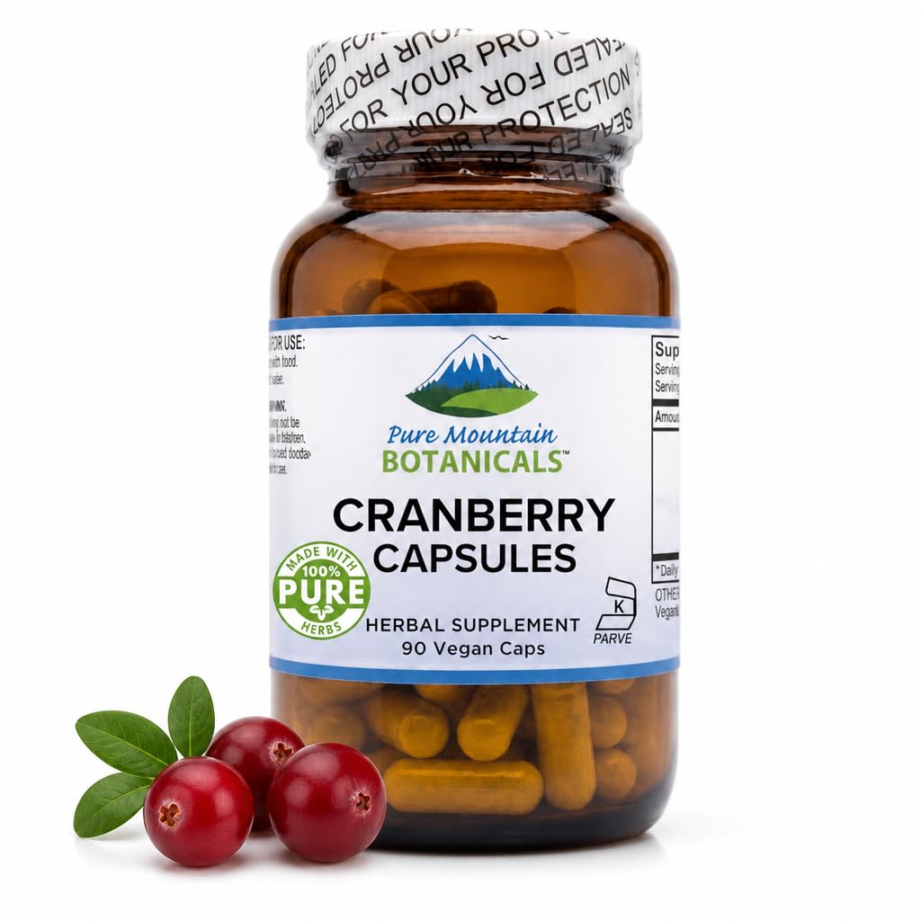 Murni Gunung Botanicals Cranberry Pil Kosher Vegan Capsules dengan 400mg Cranberry Ekstraksi Tambahan