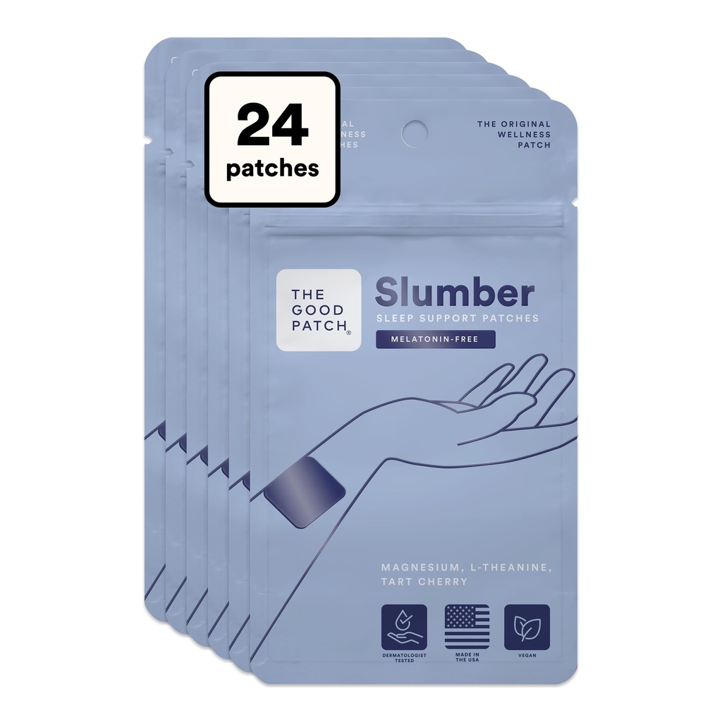 Dukungan Patch Slumber Patch Good Patch, Melonain Free, Substained Rilis, Natural Patch with L-Theanine, Magnesium, Tart Cherry Extract, Plant powered Wearable Wellness (24 Total Patch)