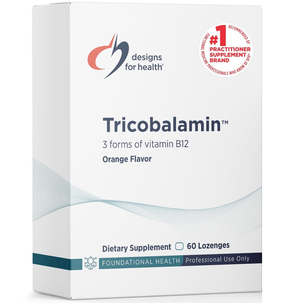 Desain untuk Kesehatan B12 Tricobalamin Lozenges - 30000mcg Triple B12 QuickDissolve Tablets with Methylcobalamin, Adenosylcobalamin + Hydrocobalamin - Natural Orange Flavor (60 Lozenges)