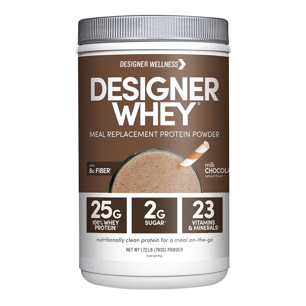 Designer Wellness, Designer Whey Protein Meal Replacement Popper, Organic Superfood Complex Carbs, Vitamin, Mineral, Gluten- Free, Milk Chocolate, 1.72 Pound