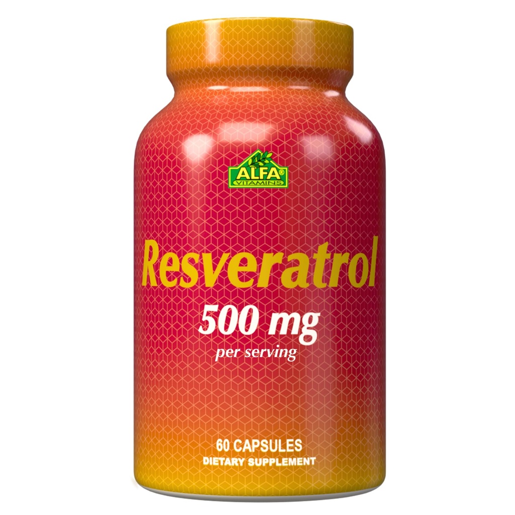 Resveratrol 1000mg oleh Alfa Vitamin - kuat Antioksidan, membantu mencegah kerusakan sel - Pendukung Fungsi Otak, Kesehatan Kardiovaskular, Metabolisme, efek antioksidasi - 60 Capsules