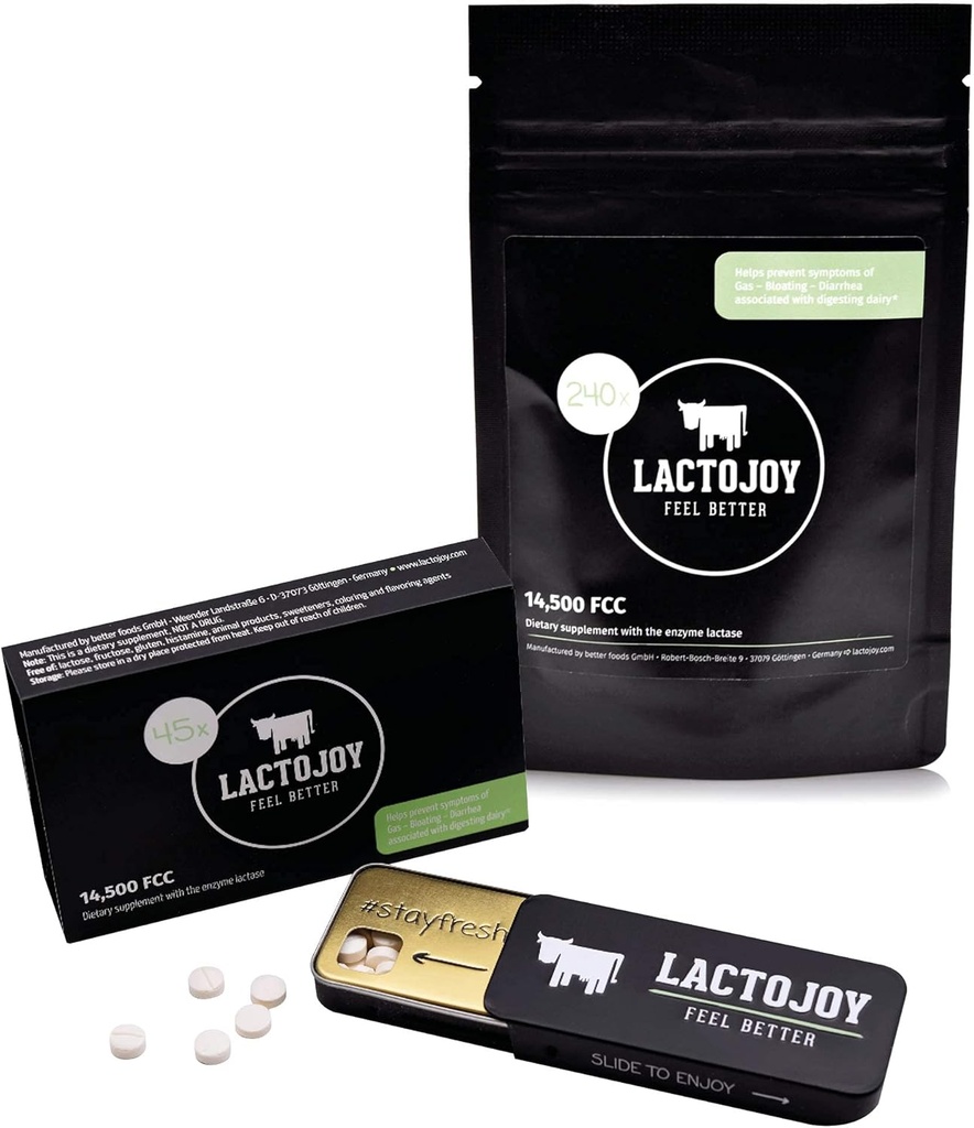 LactoJoy Lactase Pills Bundle dari 45 Pcs. dan isi ulang Paket Lactase Enzymes yang sangat kuat untuk Laktosa Intoleransi I Ultra Pure Lactase for Improved Dibuble I No Silicon Dioksida, Tidak ada Flavors Artificial
