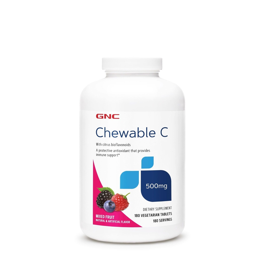 GNC Vitamin C 500mg, Menyediakan Dukungan Imune, Campuran Buah, 180 Pelayan
