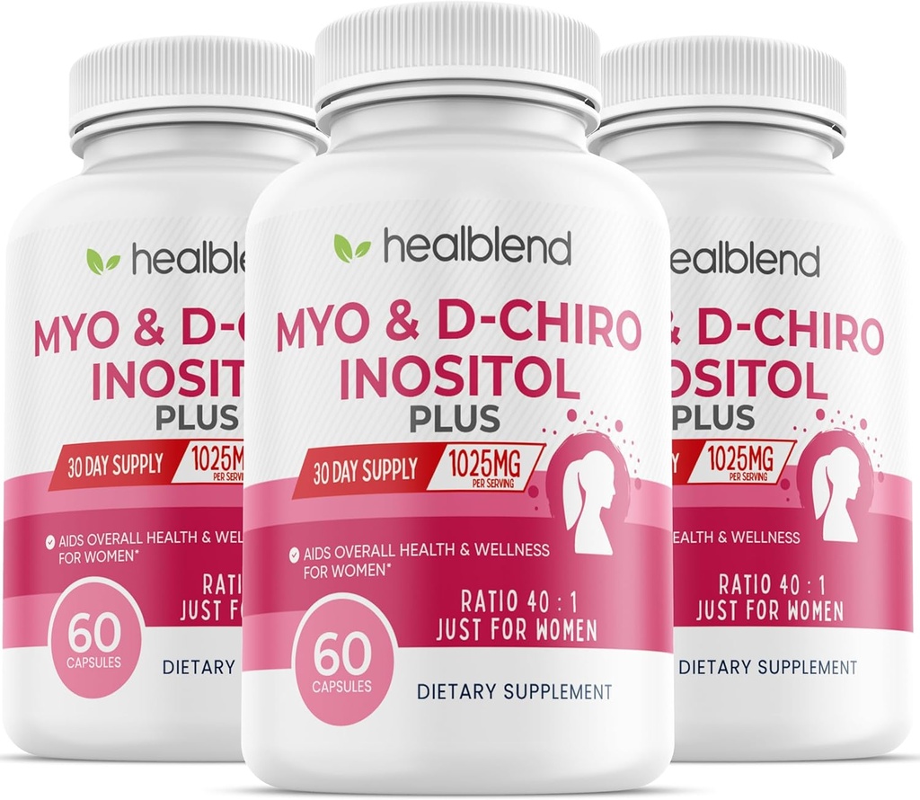 Myo & D-Chiro Inositol Plus Supplement Blend, Hormonal Saldo, Healthy Ovulasi & Overall Wellness Dukungan untuk Perempuan, Fertility dan Pregnancy Kesehatan (3 Pack)