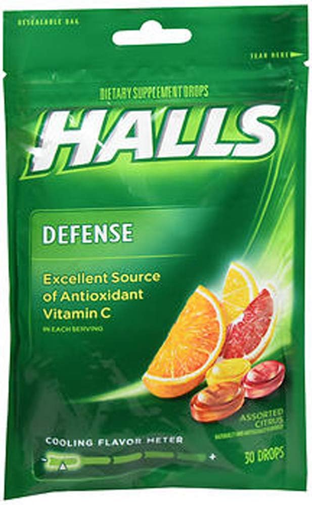 Halls Defense Vitamin C Assorted Citrus Suplement Drops - 30 Drops