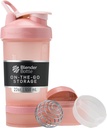BlenderBottle Shaker Bottle dengan Pill Organizer dan Penyimpanan untuk Powder Protein, Sistem ProStok V2 Klasik, 22-Ounce, Rose Pink