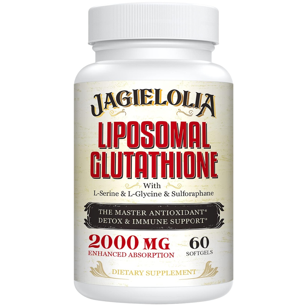 Lipomal Glutathione 2000 mg dengan L-Serine, L- Glycine & Sulforaphane - Aktif L- Glutathione Unik Formulasi ke Enhance Absorpsi - Master Antioksidant, Detoksifikasi & Imune 124; 60 Softgeels