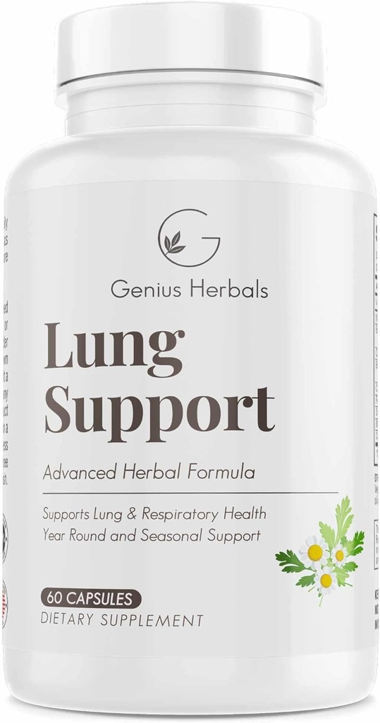Dukungan Lung - Membantu Anda Bernapas Lebih Comfortable, Tahun Round Seasonal Dukungan, Lung Cleanse & Lung Detox Formula, 60 Kapsul