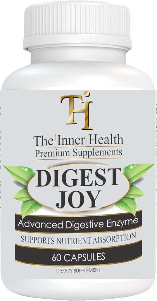 Digest Joy - Advanced Enzyme Blend for Optimal Divalry Support - Amylase, Lipase, Bromelain, Protease, Lactase & Other Enzymes (60 Vegetable Caps)