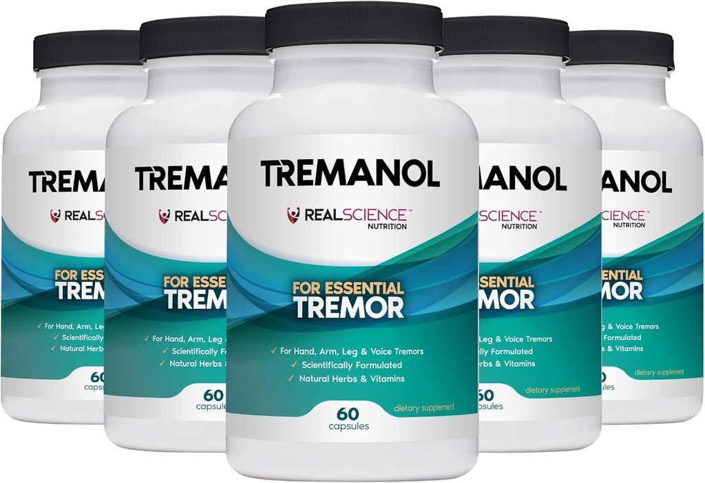 Tremanol - Pack of 5 - Natural Aid for Estile Tremor - Menyediakan Bantuan untuk Tangan Berlengan, Kaki, & Suara Tremor