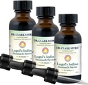 Iodin Dr Clark Lugol 2% Solusi - Aqueous dan 2% yodium granular - Relief alami dan Layanan Kesehatan - 1 fl Oz dengan Dropper 3Pack