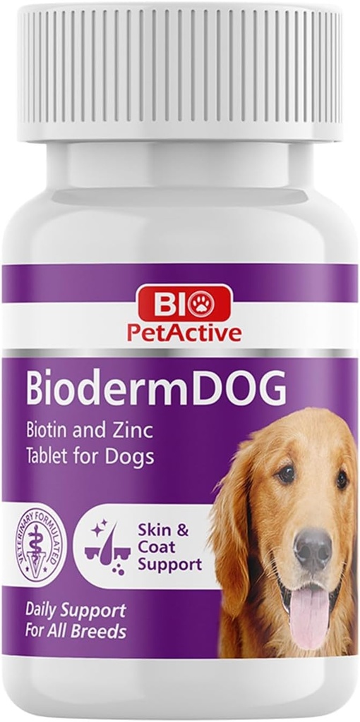 Bio Pet Active BiodermDOG 0.5 Zinc dan Biotin Tablet untuk Dogs, Immune System, Skin, Coat dan Nail Dukungan untuk Dogs, 1.32 oz, 75 Tewable Tablet