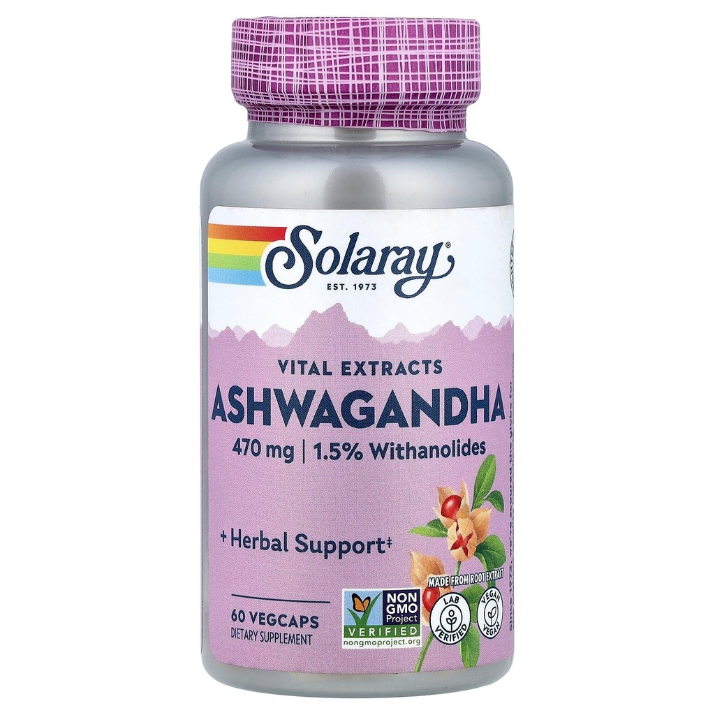 SOLARAY Ashwagandha, 470 mg, 60 VevCaps